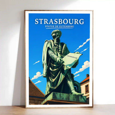 Affiche Strasbourg Statue de Gutenberg