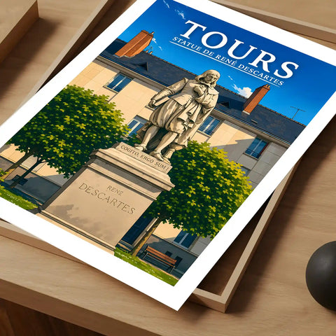 Affiche Tours Statue de René Descartes