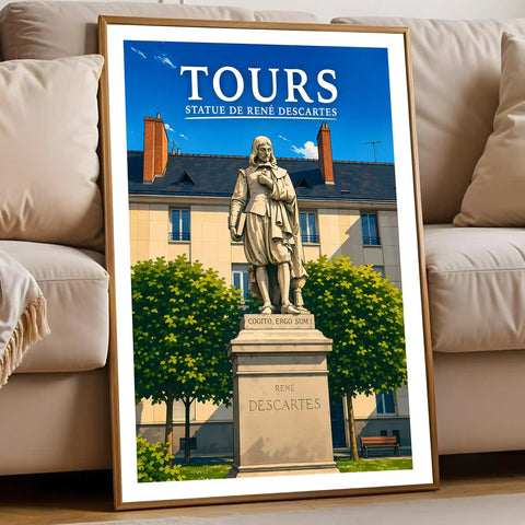 Affiche Tours Statue de René Descartes