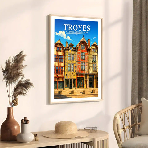 Affiche Troyes Maisons à pans de bois