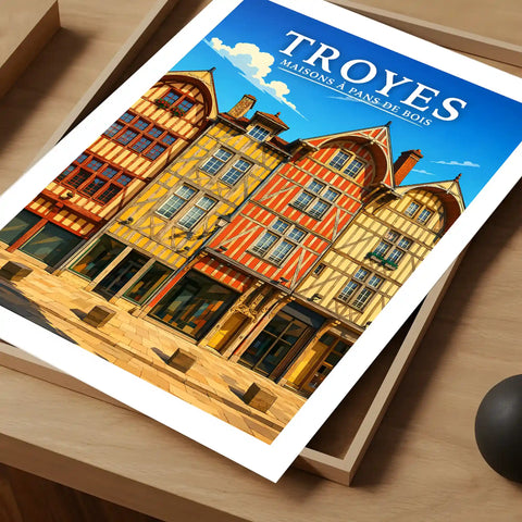Affiche Troyes Maisons à pans de bois