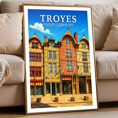 Affiche Troyes Maisons à pans de bois