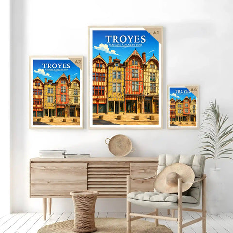 Affiche Troyes Maisons à pans de bois