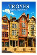 Affiche Troyes Maisons à pans de bois