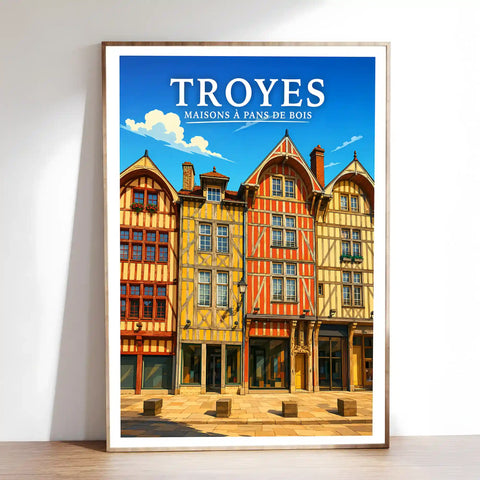Affiche Troyes Maisons à pans de bois