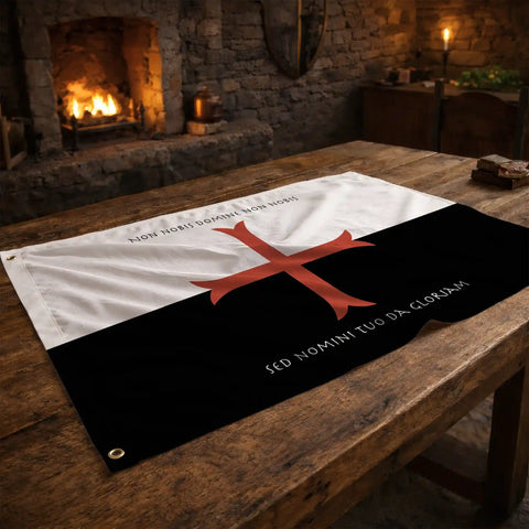 Drapeau Baucent (Non Nobis Domine) - drapeau templier croisade