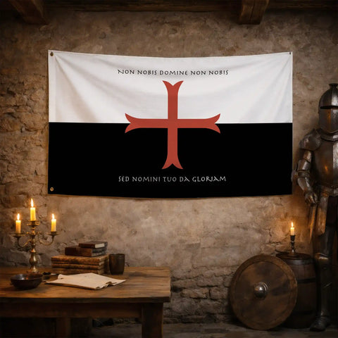 Drapeau Baucent (Non Nobis Domine) - drapeau templier croisade