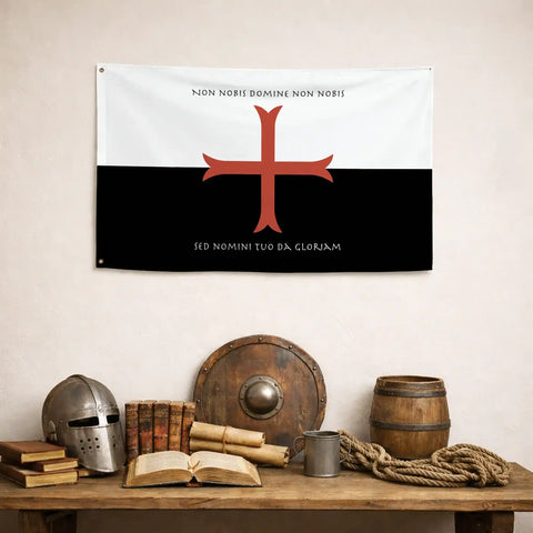 Drapeau Baucent (Non Nobis Domine) - drapeau templier croisade