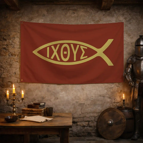 Drapeau Ichthus - drapeau chrétien symbole