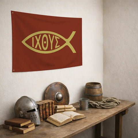 Drapeau Ichthus - drapeau chrétien symbole