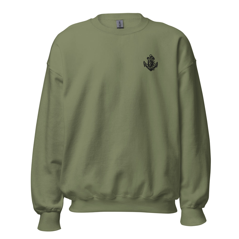 Sweat-shirt « vert militaire » avec masque tribal. Grande taille et qualité du pull Premium.